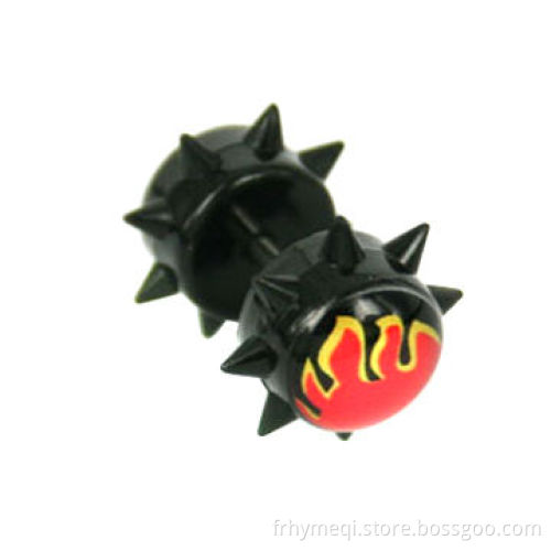Planted Black SS Faux Earrings with Pic Inlay, Made of 316 Stainless Steel, OEM Orders Welcomed